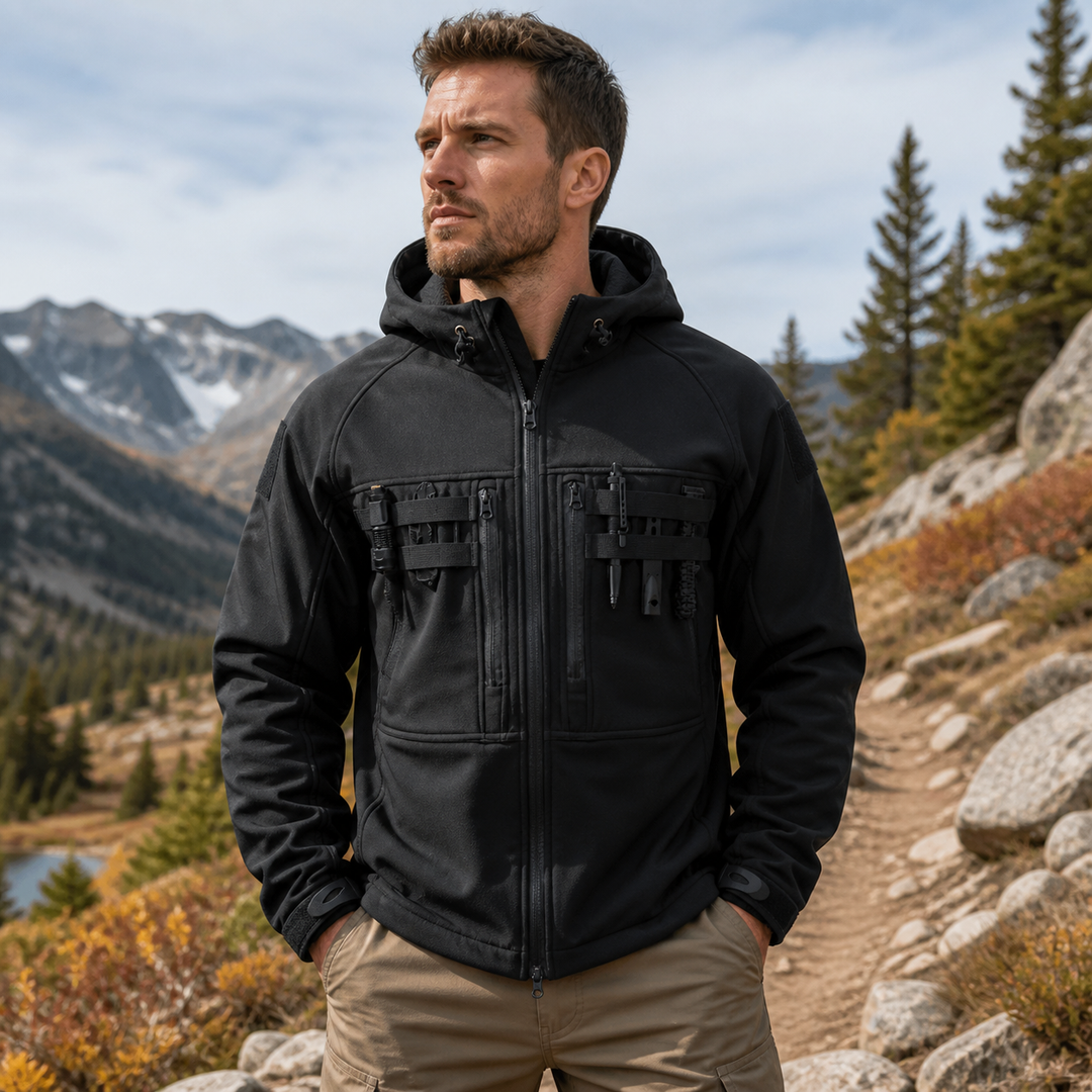TWS Men’s Fleece-Lined Softshell Jacket – Windproof Hooded Outdoor Tactical Coat