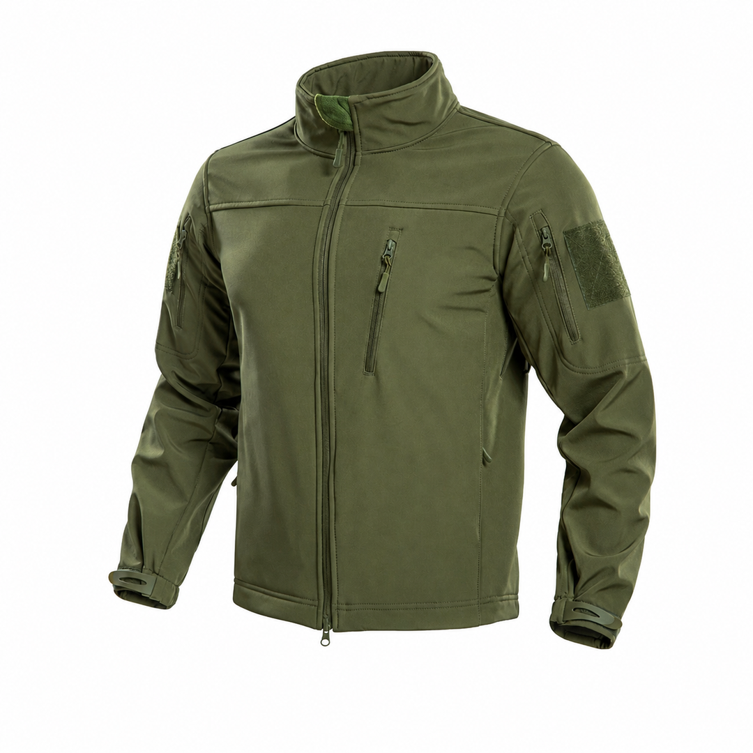 Men's fleece-lined tactical softshell jacket in Army Green
