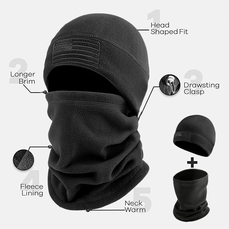 TWS Warm Fleece Beanie Hat & Neck Scarf Set for Winter Outdoor Wear