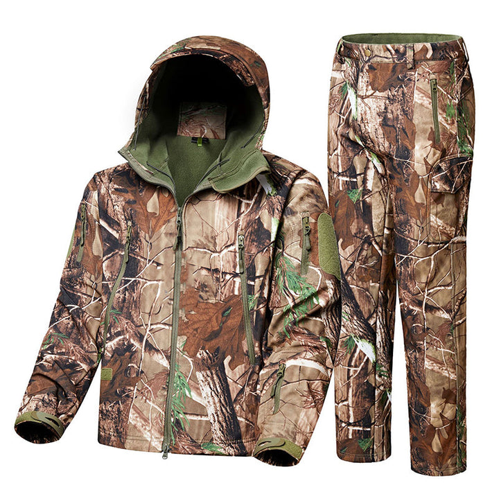 TWS Ultra Silent Hunting Suit Men's Water Resistant Softshell Clothes Camouflage Field Gear