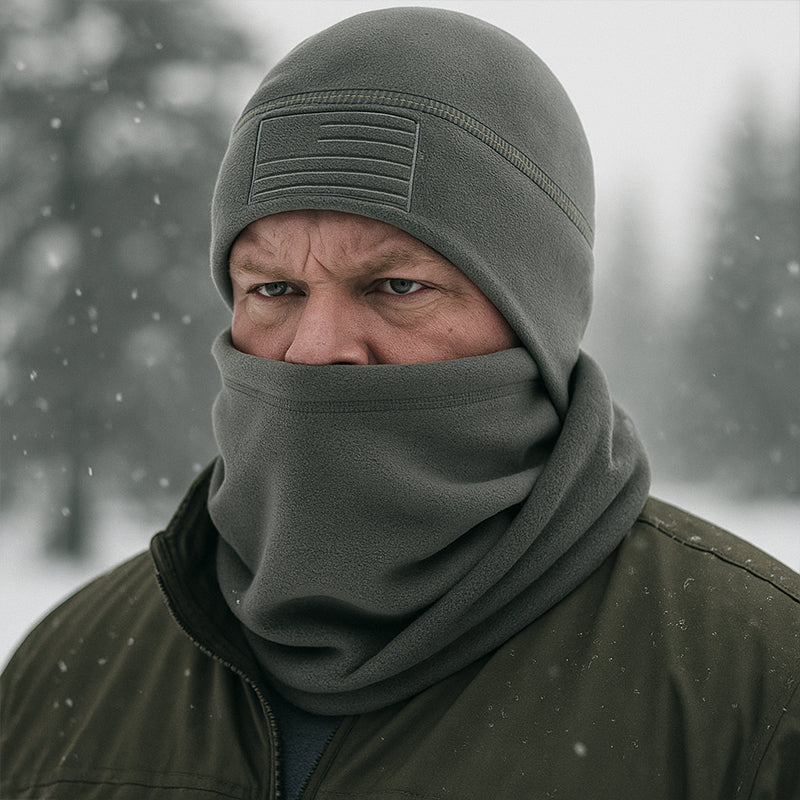 TWS Warm Fleece Beanie Hat & Neck Scarf Set for Winter Outdoor Wear