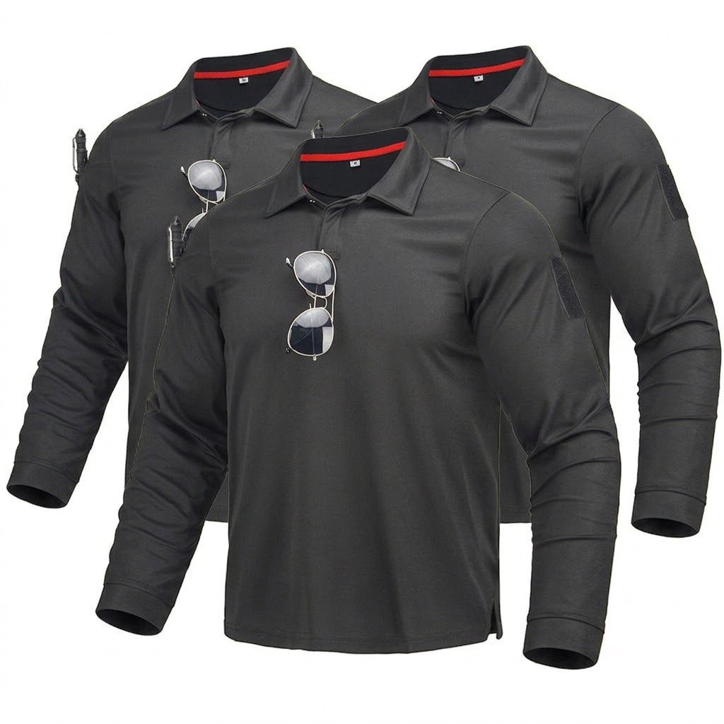 3PACK Men’s Quick-Dry Long Sleeve Polo Shirt