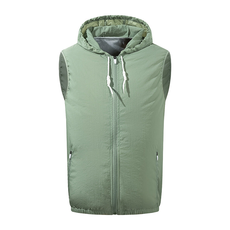 Summer Hooded Air Cooling Vest with 2 Fans – Men & Women Outdoor Heat Relief