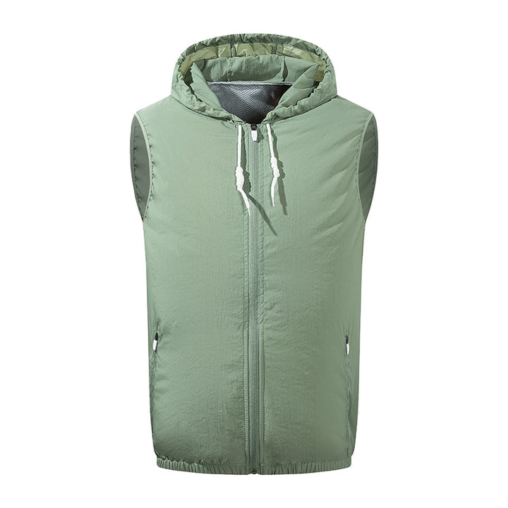 Summer Hooded Air Cooling Vest with 2 Fans – Men & Women Outdoor Heat Relief