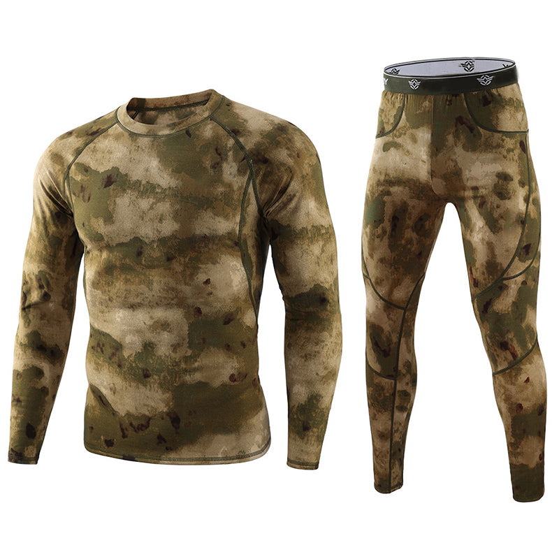 Men's Camouflage Thermal Underwear Tactical Sports Shapewear Set