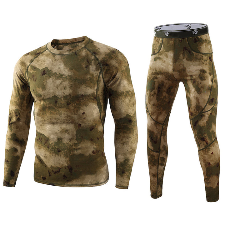 Men's Camouflage Thermal Underwear Tactical Sports Shapewear Set