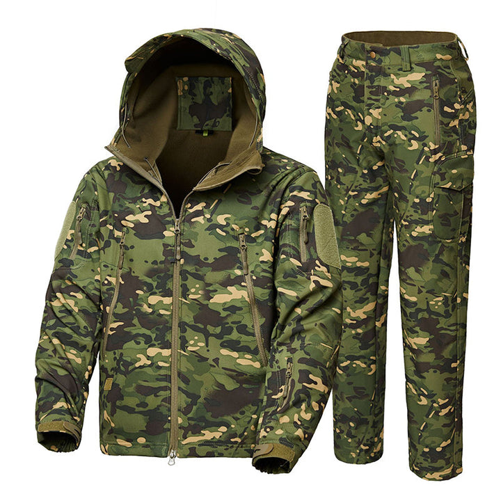 TWS Ultra Silent Hunting Suit Men's Water Resistant Softshell Clothes Camouflage Field Gear