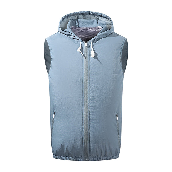 Summer Hooded Air Cooling Vest with 2 Fans – Men & Women Outdoor Heat Relief