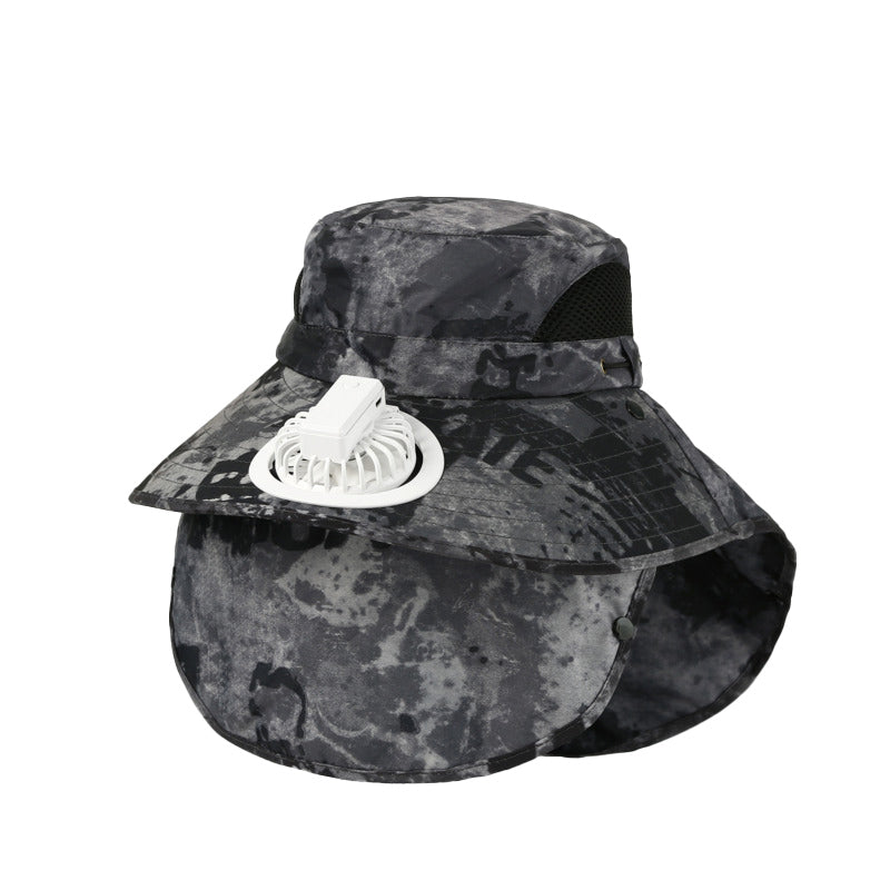 USB Charging Powered Fan Hat UPF 50+ Protection Fishing Cap with Sun Protection Face Mask