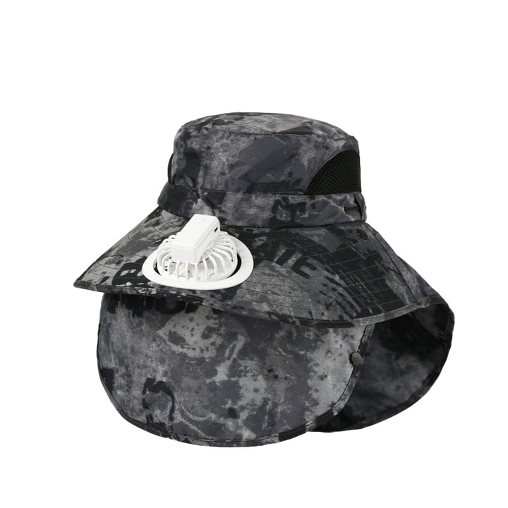 USB Charging Powered Fan Hat UPF 50+ Protection Fishing Cap with Sun Protection Face Mask