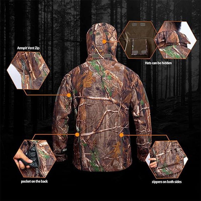 TWS Ultra Silent Hunting Suit Men's Water Resistant Softshell Clothes Camouflage Field Gear