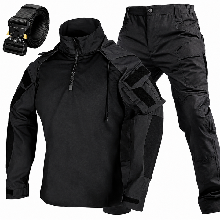Men’s 3-Piece Tactical Uniform Set – Quick Dry Hoodie Combat Shirt, Pants & Belt