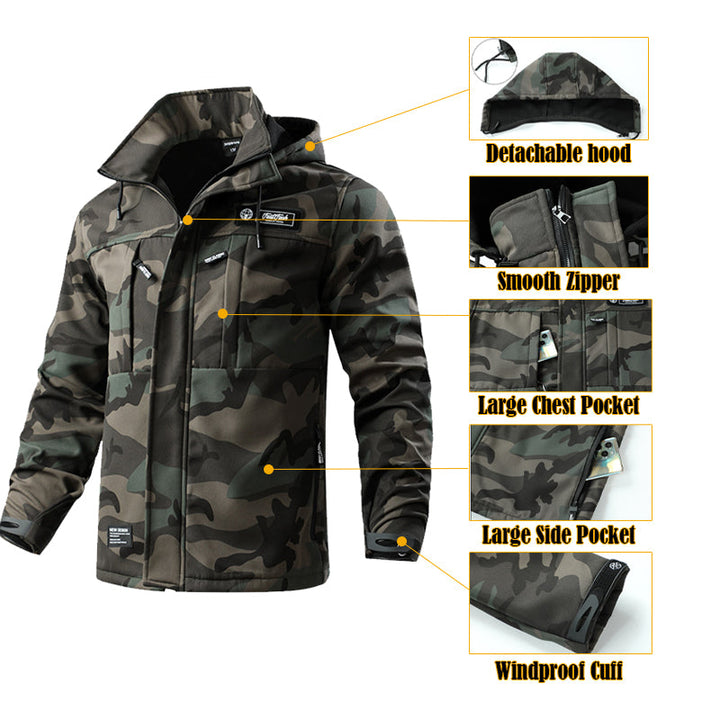 Men’s Softshell Fleece-Lined Waterproof Outdoor Jacket & Trousers Set