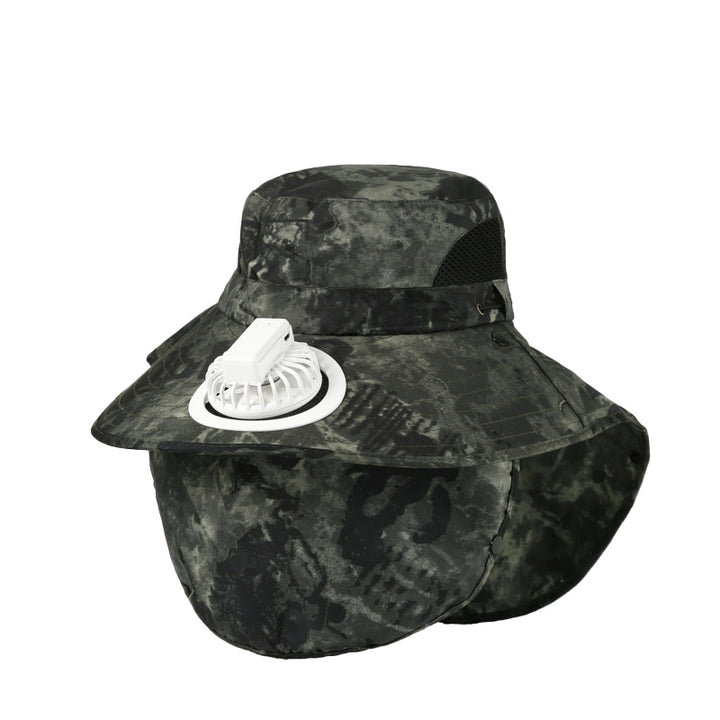 USB Charging Powered Fan Hat UPF 50+ Protection Fishing Cap with Sun Protection Face Mask
