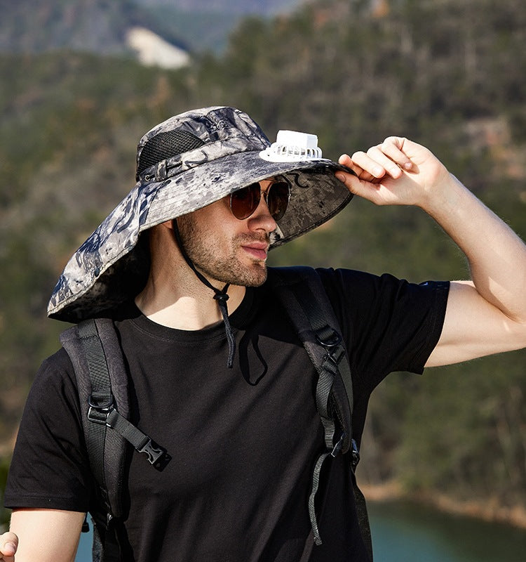 USB Charging Powered Fan Hat UPF 50+ Protection Fishing Cap with Sun Protection Face Mask