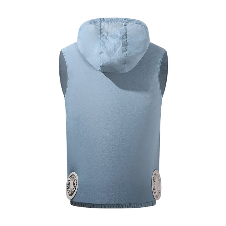 Summer Hooded Air Cooling Vest with 2 Fans – Men & Women Outdoor Heat Relief