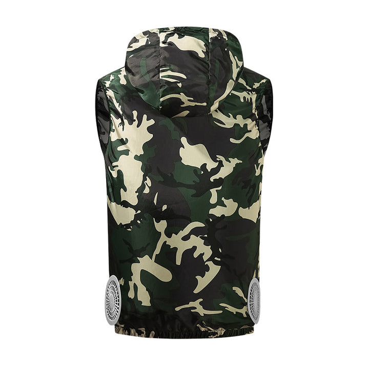 Summer Hooded Air Cooling Vest with 2 Fans – Men & Women Outdoor Heat Relief