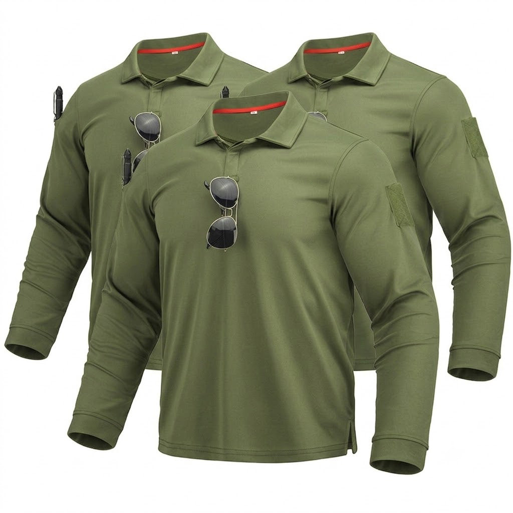 3PACK Men’s Quick-Dry Long Sleeve Polo Shirt