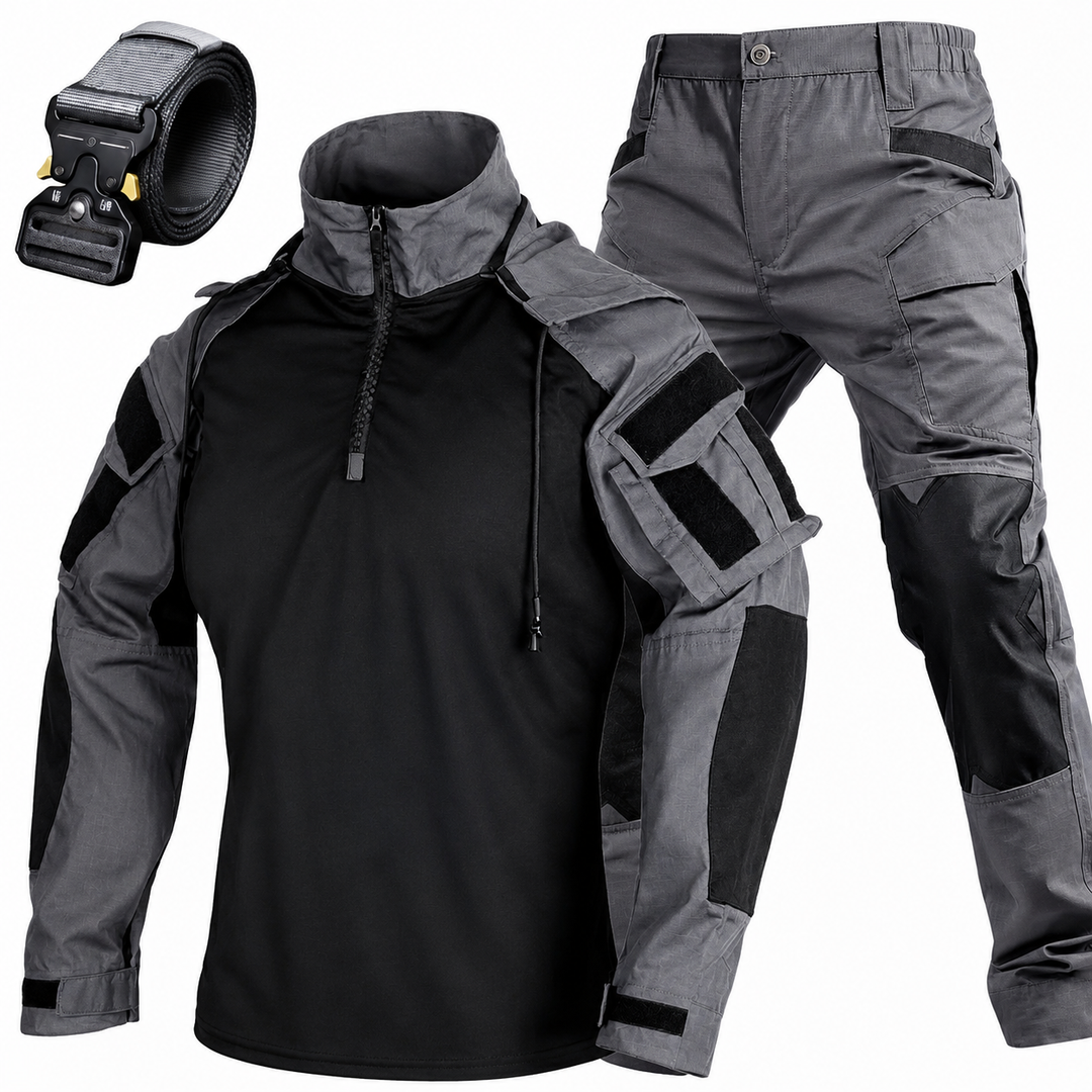 Men’s 3-Piece Tactical Uniform Set – Quick Dry Hoodie Combat Shirt, Pants & Belt