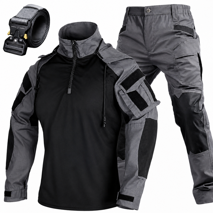 Men’s 3-Piece Tactical Uniform Set – Quick Dry Hoodie Combat Shirt, Pants & Belt