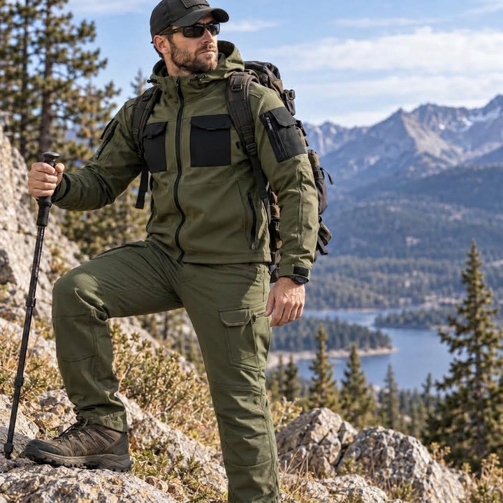 TWS StormGuard Men’s Tactical Softshell Fleece-lined Jacket & Pants Set for Winter